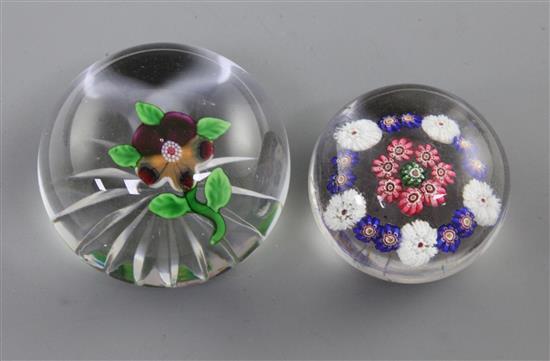 A Clichy pansy paperweight & a small paperweight